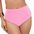 thumbnail image 4 of mgoYE High Waisted Bikini Bottoms Women’s High Waisted Full Ruched Bikini Swim Bottoms Tummy Control Full Coverage Swimsuit Bottoms(Pink,XL), 4 of 9