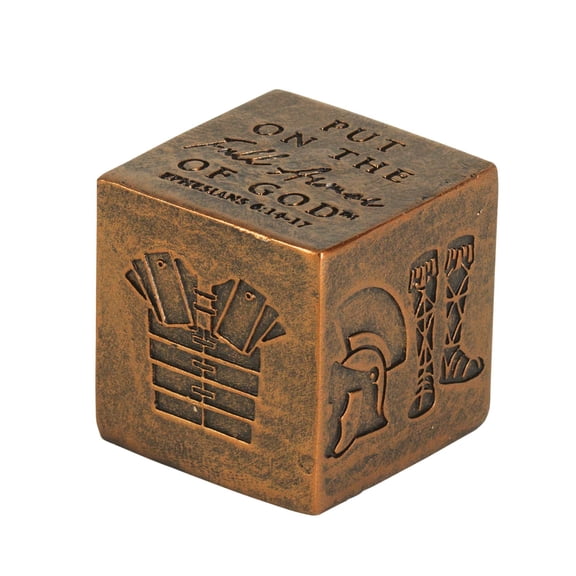Dicksons Full Armor Of God Antiqued Bronze 2 Square Inch Resin Desktop Cube