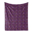 thumbnail image 1 of Periwinkle Soft Flannel Fleece Blanket, Illustration of Various Spring Flowers and Leaves Botanical Artwork, Cozy Plush for Indoor and Outdoor Use, 70" x 90", Dark Mauve Multicolor, by Ambesonne, 1 of 5
