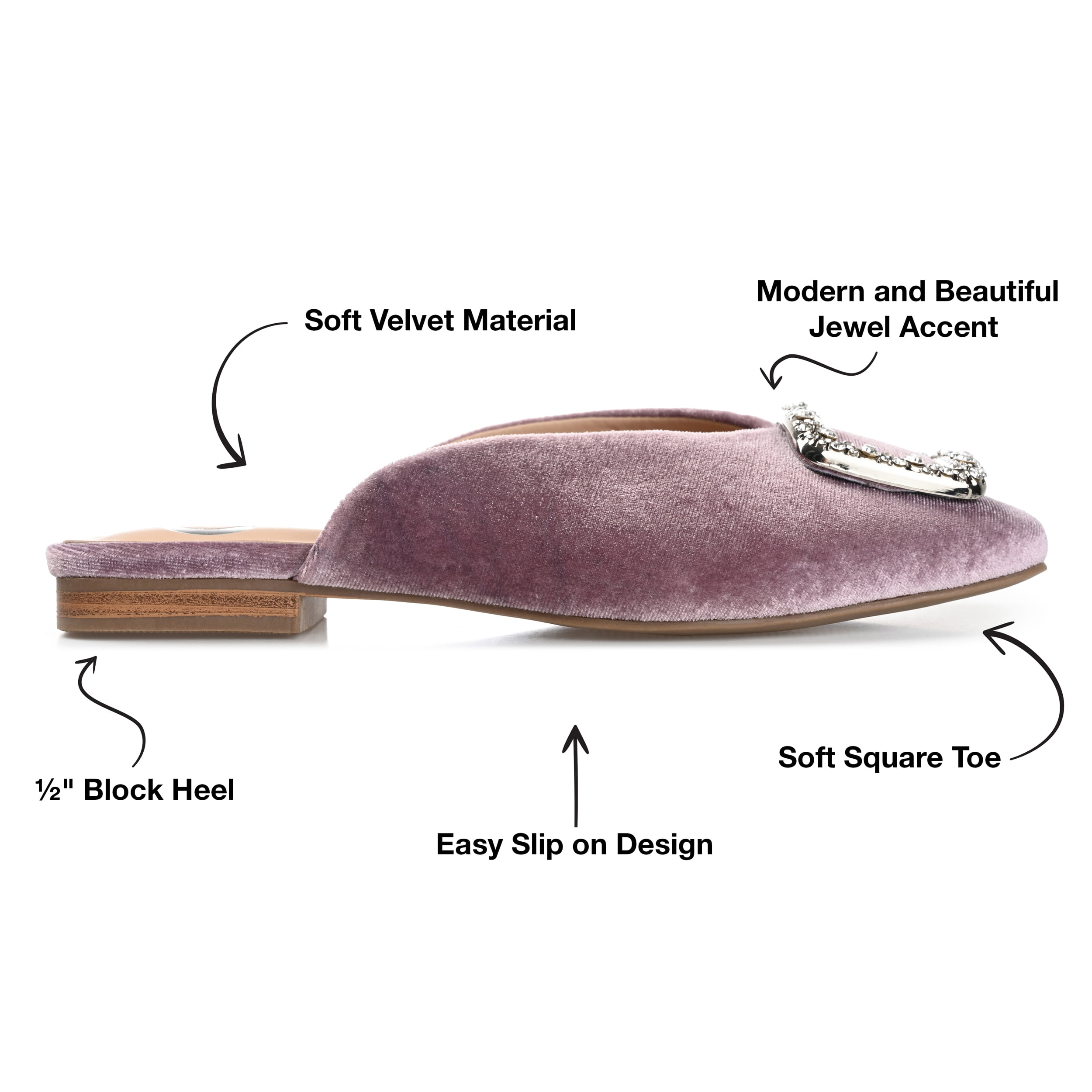 Journee Womens Sonnia Mules Square Toe Slip On Evening Dress Flats