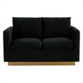 thumbnail image 3 of LeisureMod Loveseat Upholstered in Velvet with Brushed Gold Stainless Steel Base and Removable Cushions for Modern Home, Living Room, Offices Nervo Collection in Midnight Black, 3 of 7