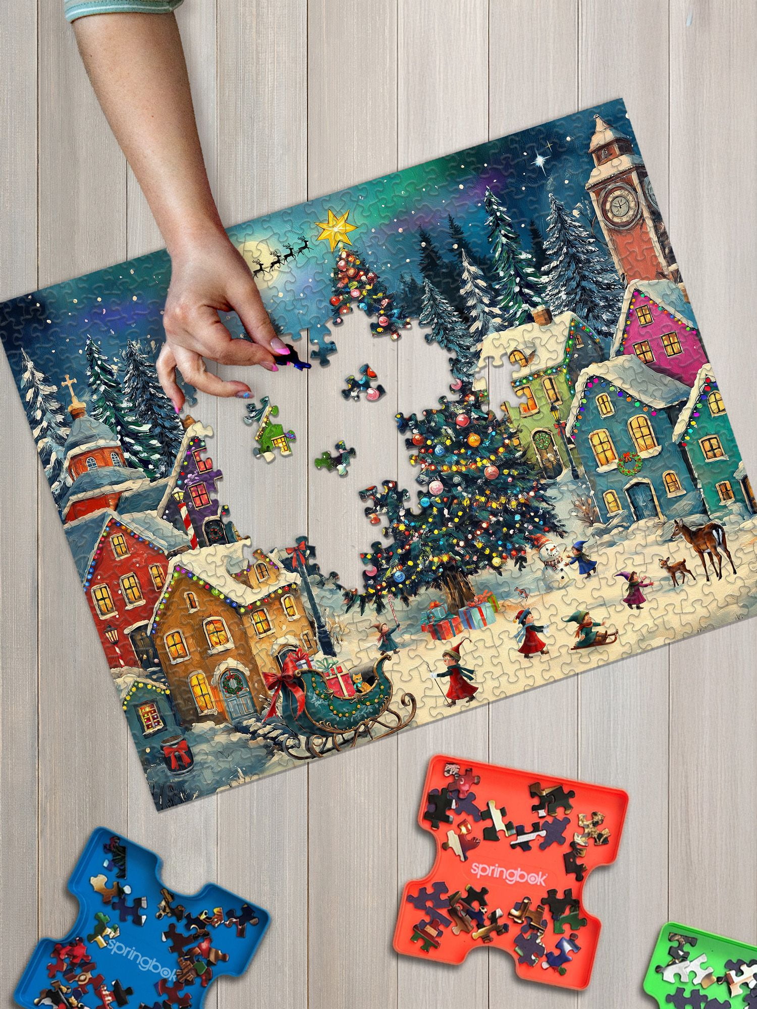 Springbok 500 Piece Festive Christmas Village Jigsaw Puzzle for Adults