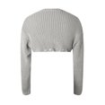 thumbnail image 6 of GBSYEWXS Women Sweater Crew Neck Solid Color Long Sleeve Cover-Up Base Grey Sweater, 6 of 6