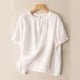 thumbnail image 1 of TaTaai Linen Embroidered Three-quarter Sleeve Top Vintage Loose-fitting Embroidered Round-neck T-shirt For Women Three-quarter Sleeve Round-neck Top/shirt Gift, 1 of 3