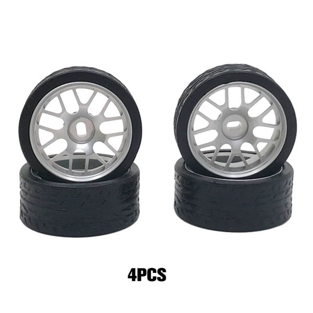 VONKY 4pcs/set 26.5mm Roue de Course Roue de Métal pour 1/28 Wltoys K969 Roue de Course Roue de Métal Argent 1Set