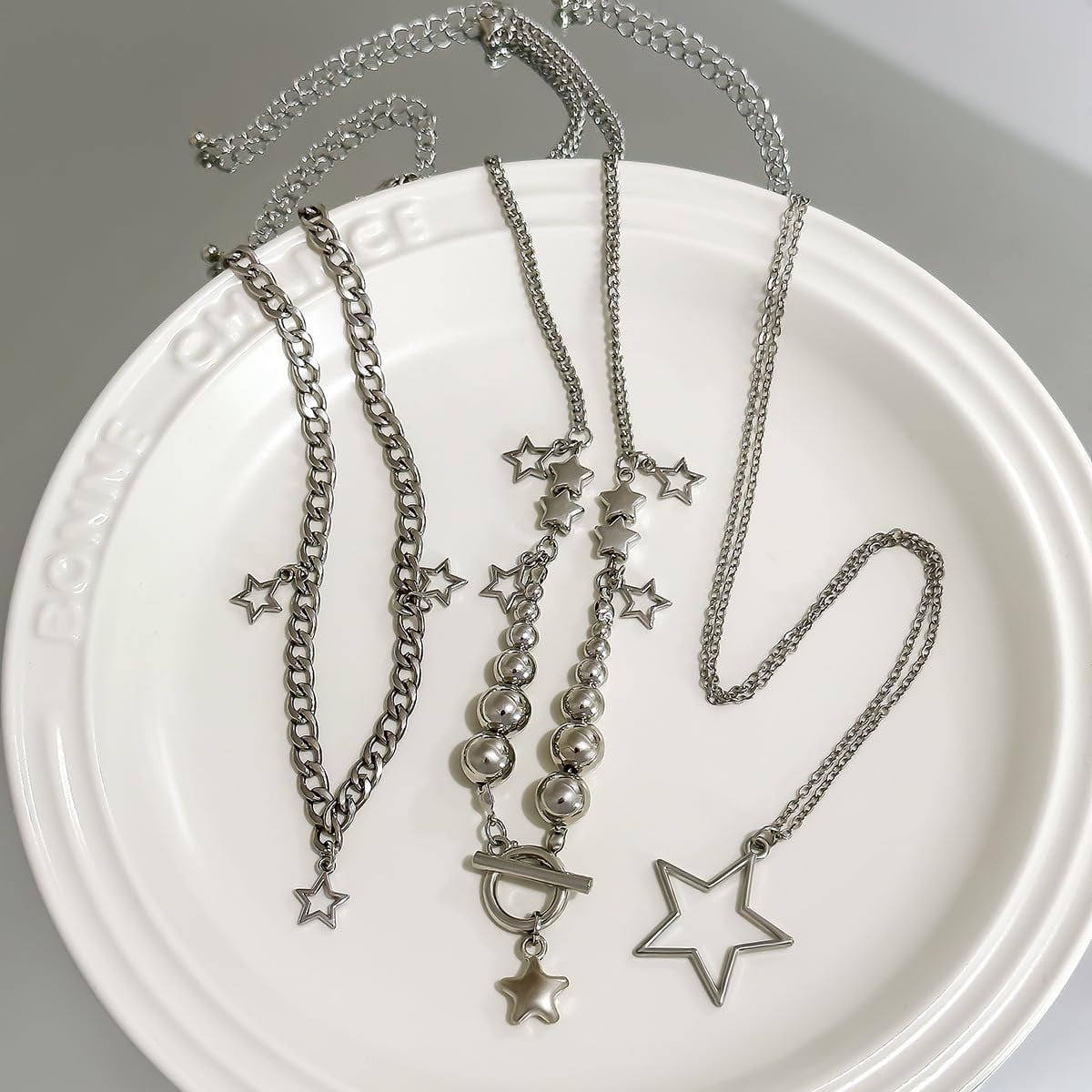 ASCOMY Layered Necklaces For Women – Gold & Silver Plated Cross, Paperclip & Bead Chains, 3-Layer Set