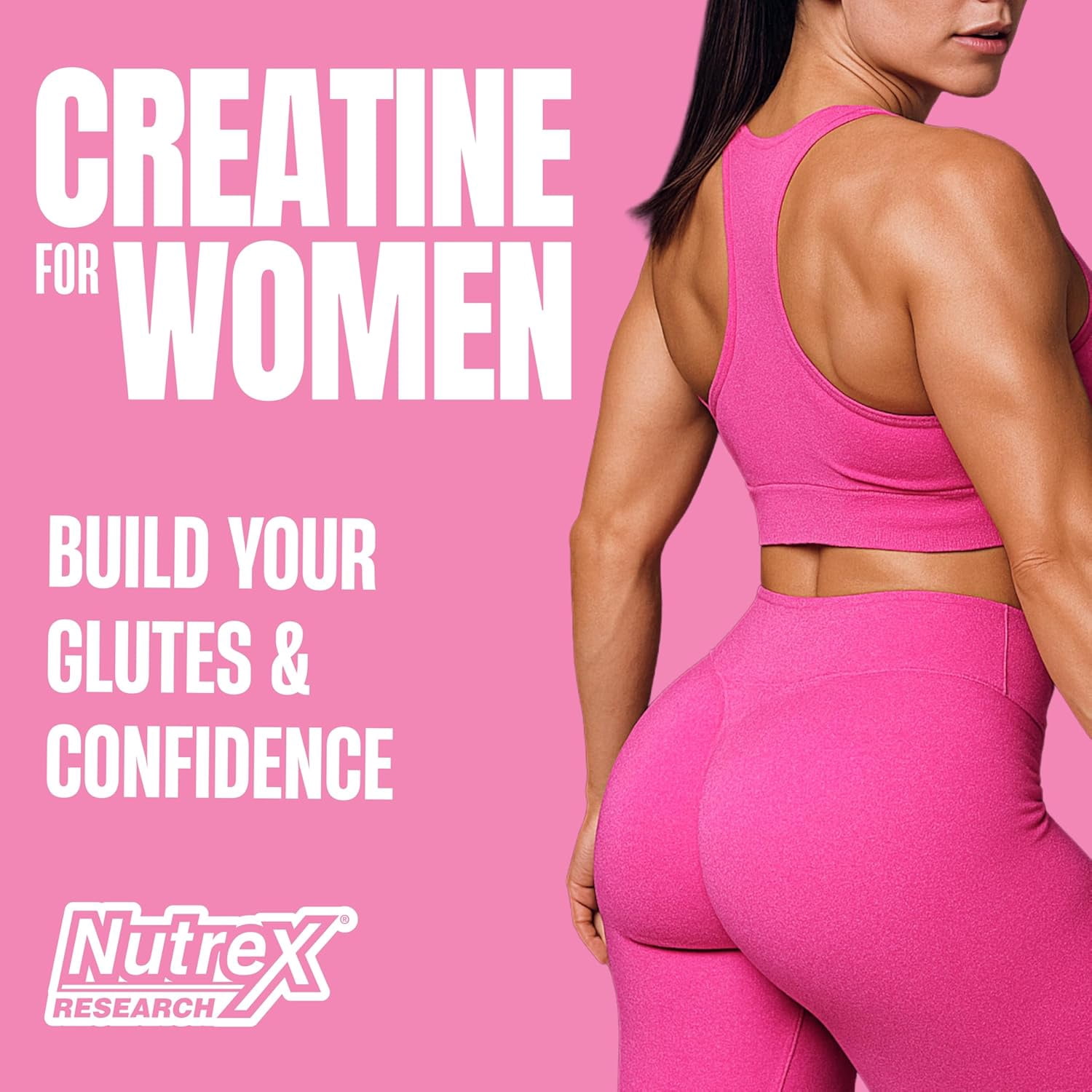 Creatine for Women Booty & Beauty – Pink Lemonade | 5g Creatine, 2g Collagen, BCAAs & Hyaluronic Acid for Glutes, Strength & Skin Nutrex Research 30 Servings)