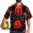 thumbnail image 4 of Seven Starred Ladybird Men's Short Sleeve Casual Printed Button Down Beach Shirt - Summer Unisex Top, 4 of 6
