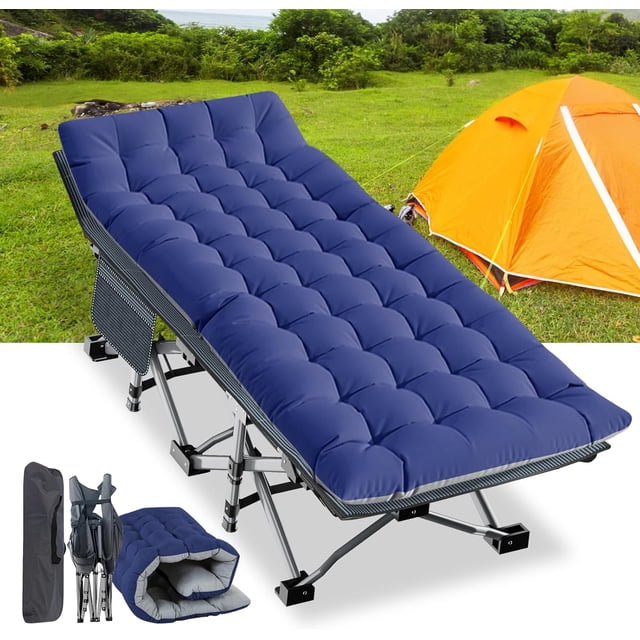 ABORON Camping Cot XL Folding Twin Cot for Outdoor with 2 Sided Cushion & Carry Bag, 28" Wide Foldable Sleeping Cot for Adults, Protable Cots Bed, 900LBS(Max Load)
