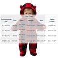 thumbnail image 3 of Maqroz Kids Boy Girl Plaid Fleece Romper Long Sleeve Hooded Jumpsuit Pajamas Winter Warm Bodysuit Sleepwear, 3 of 6