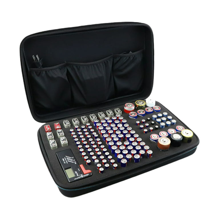 Battery Organizer Storage Case with Tester, Double-Sided Batteries