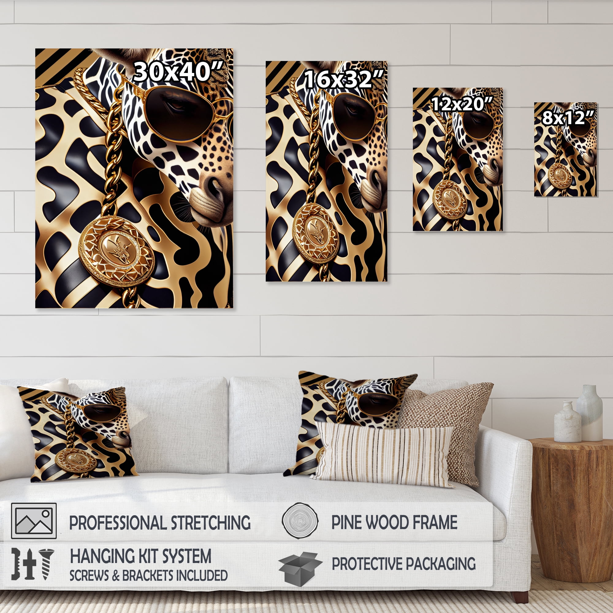 Designart Celebrity Fashion Girafe IV Canvas Wall Art