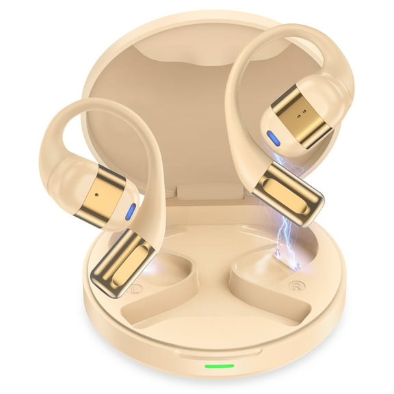 Wireless Earbuds,Bluetooth 5.3 Headphones for iPhone Android 60H Playtime Waterproof IPX5 Open-Ear Stereo Earphones Headset Noise Cancelling True Wireless Earbuds with Ear Hooks&Charging Case,Yellow