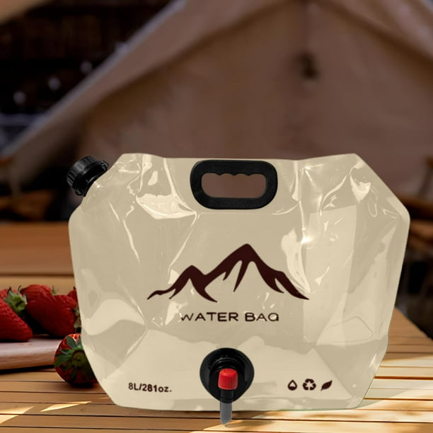 Bolsa portátil plegable para almacenamiento de agua 8L - grifo impermeable, plástico HDPE sin BPA, gran capacidad, cubo plegable para acampada, senderismo y emergencias, 40x35cm, fácil de limpiar