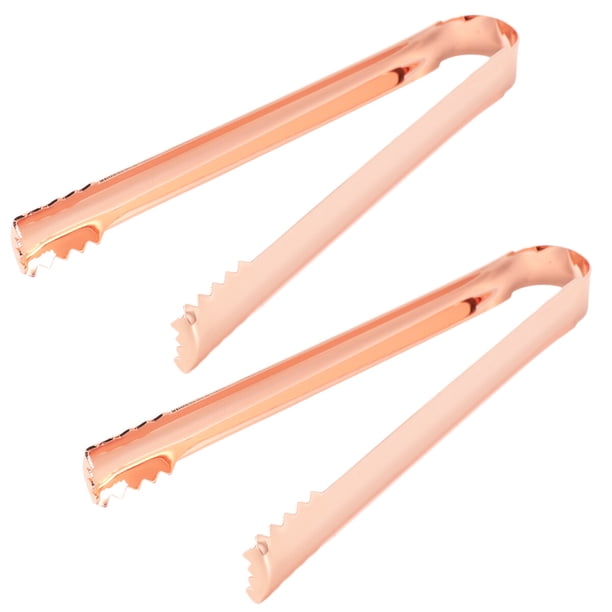 EeaseMX 2 pinzas de acero inoxidable para hielo, para cocina, para servir pan, para bar y hogar (oro rosa)