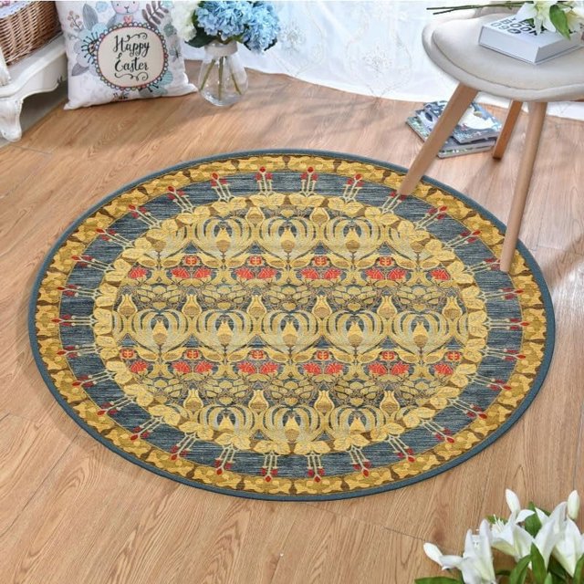 Round Rugs Vintage Round Rugs Machine Washable Round Rugs Floor Carpet Non-Slip Low Pile Round Rugs for Living Room Bedroom Dining Room Indoor(H,180 * 180CM)