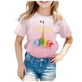 thumbnail image 2 of ZHUASHUM Girl Clothes Summer Round Neck Short Sleeve T Shirts Tie Dye Simple Style Tees Holiday Tops For Girls 4-5 Years Pink, 2 of 4