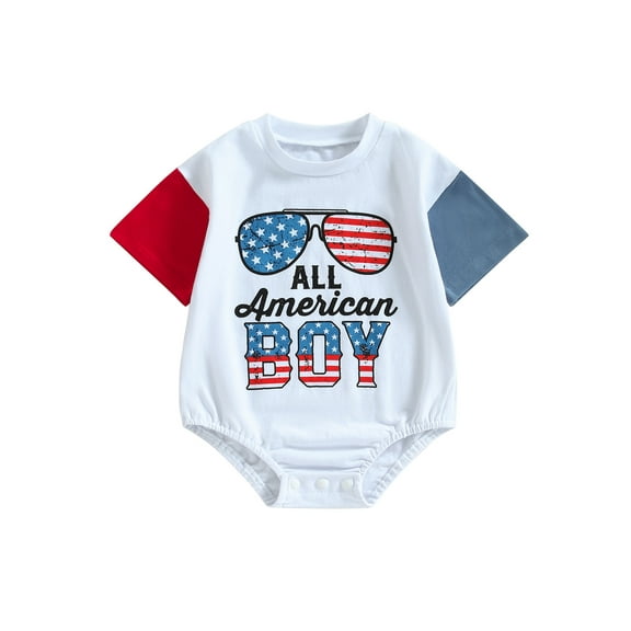 Baby 4th of July Outfit Boy Girl Newborn Infant Toddler USA T Shirts Oversized Romper Onesie Cute Clothes