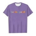 thumbnail image 4 of FAOWME T-Shirt Mode Enfant Col Rond Imprimé Manches Courtes Décontracté Violet 3-4 Ans, 4 of 4