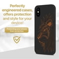 thumbnail image 2 of Case Yard Wooden Case for iPhone-X Soft TPU Silicone cover Slim Fit Shockproof Wood Protective Phone Cover for Girls Boys Men and Women Supports Wireless Charging Doodle Lion Face Design, 2 of 7
