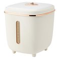 thumbnail image 1 of Contenedor apilable para almacenar alimentos secos, frijoles y cereales, capacidad de 15 kg, dispensador de arroz sellado de PP blanco, 1 of 8