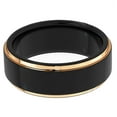 thumbnail image 2 of Tungsten Wedding Band Ring 8mm Men's Engagement Black and Rose Gold Edges Brushed Center, 2 of 4