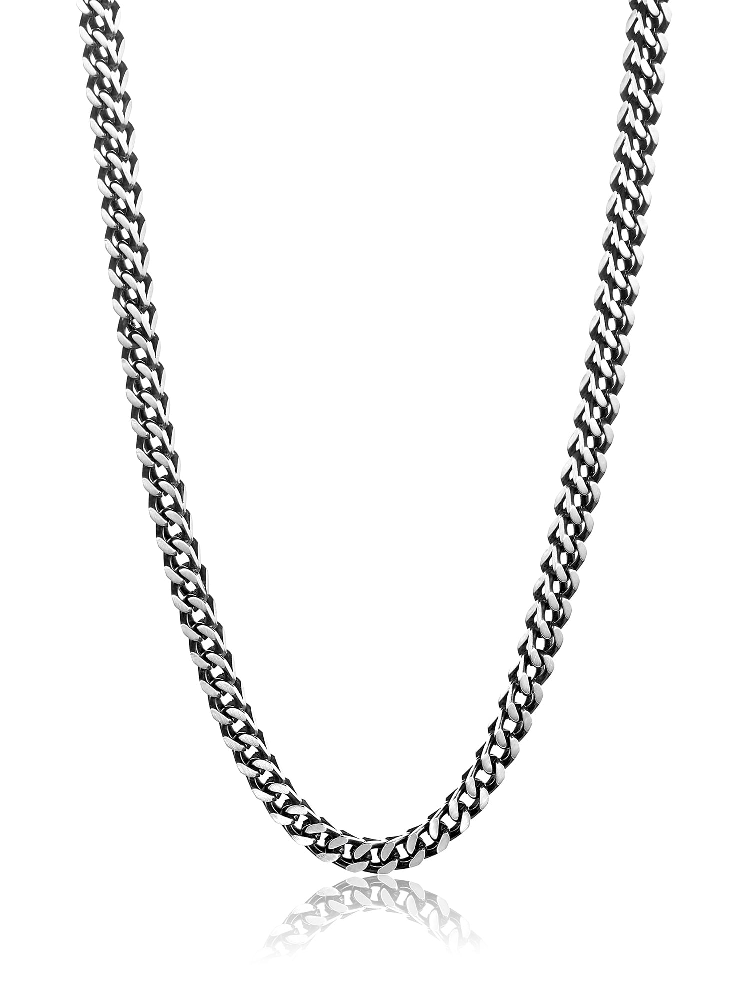 Black Plated Matte Stainless Steel Franco Square Box Chain Necklace ...