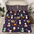 thumbnail image 2 of Homewish Cute Cartoon Kitten Bed Sheets,Kawaii Puppy Cat King Sheets,Bhappy Halloween Spooky Castle Sheet Set For Girl Boys,Ultra Soft Room Decor,4-Piece, 2 of 7