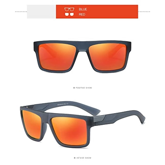 DUBERY Women's Square Sunglasses Polarized Sport, Translucent Grey/Red, Frame Width:141mm DUBERY DUBERY