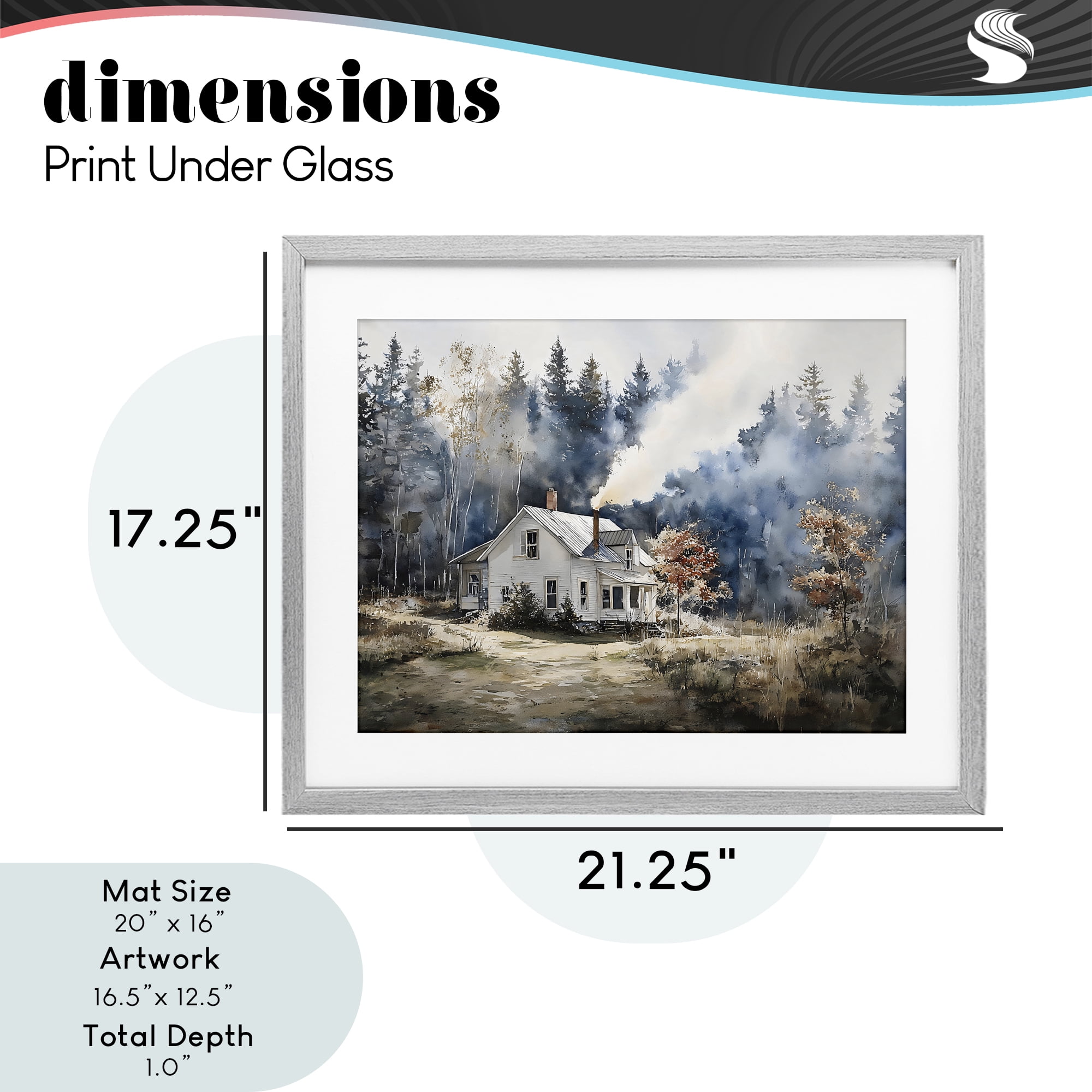 Stupell Industries Indigo Smoke at Woodland Cottage Gray Framed Print Under Glass, design by Franklyn Gregory