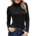 thumbnail image 4 of Camisetas de punto acanaladas ajustadas básicas con cuello cuadrado de manga larga sexy para mujer, 4 of 5