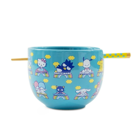 Sanrio Hello Kitty and Friends Blue 20-Ounce Ramen Bowl and Chopstick Set