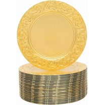 Miumaeov Gold Charger Plates Bulk 100Pcs Elegant Gold Chargers for Dinner Plates Wedding & Event Decorative Charger Plates Set
