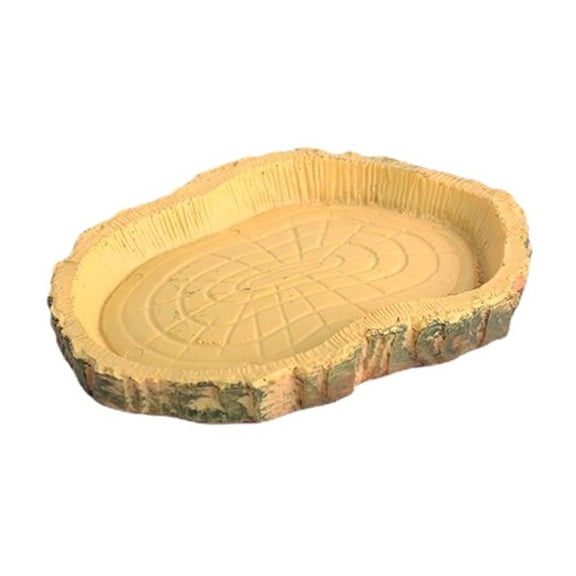 PPLoney Reptile Water and Food Bowl - Durable PVC Terrarium Accessory for Turtles, Snakes, Geckos, Lizards, and More - Easy to Clean, Realistic Bark Texture, Ideal for Habitats and Feeding