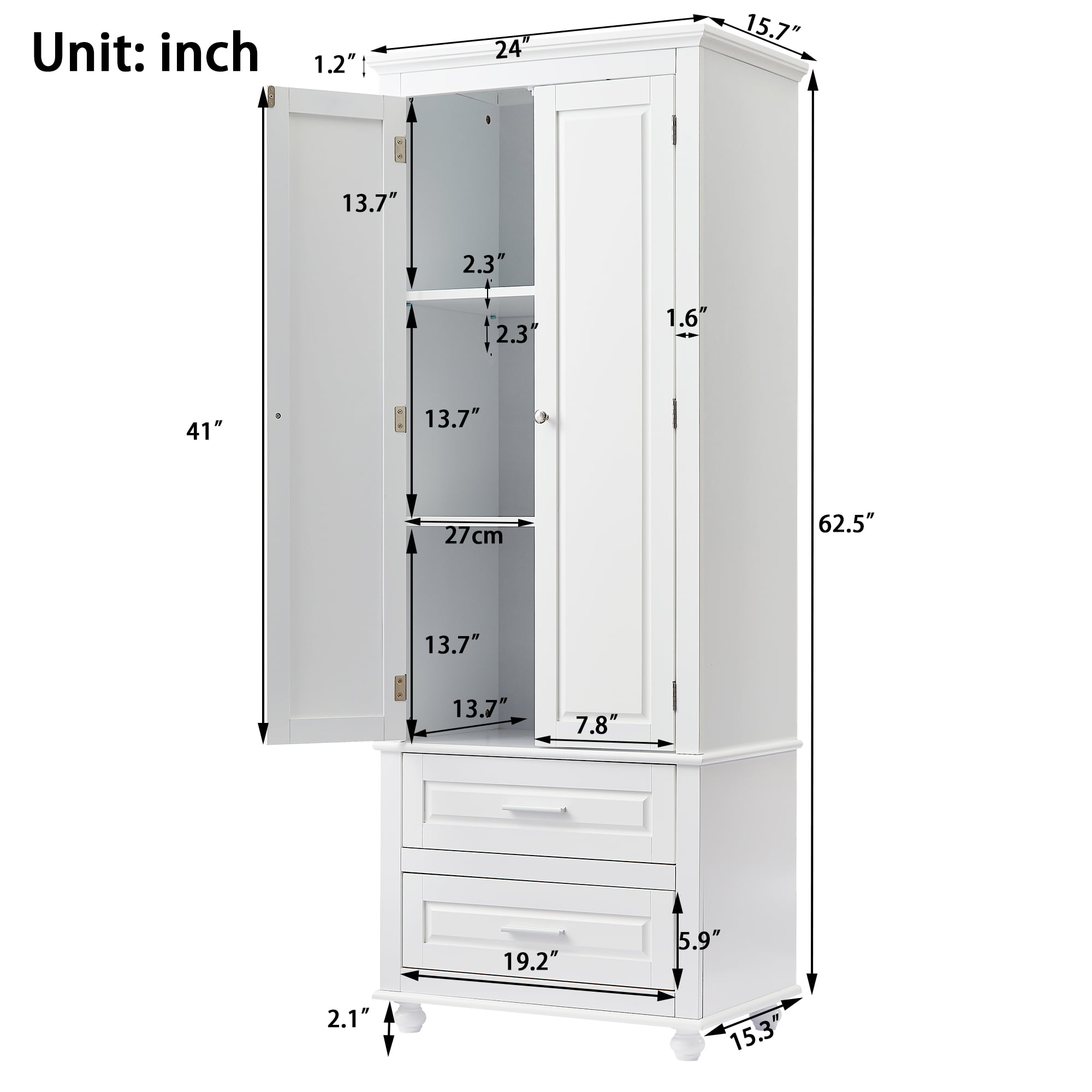  Bellemave Tall Bathroom Storage Cabinet, Freestanding Storage  Cabinets with Drawer & Adjustable Shelf, Narrow Tall Cupboard for Bath  Room, Living Room & Small Spaces（White） : Home & Kitchen