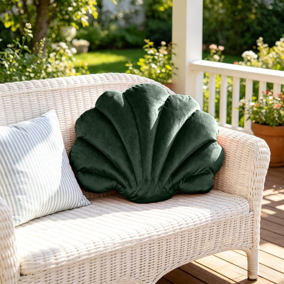 Seashell Throw Pillow Soft Velvet Shell Shape Decorative Cushion 14.96 Inch Lint Filled Sofa Pillow for Living Room Bedroom Couch Nap Reading Home Decor Gifts Boho Coastal Beach House Decor Plush
