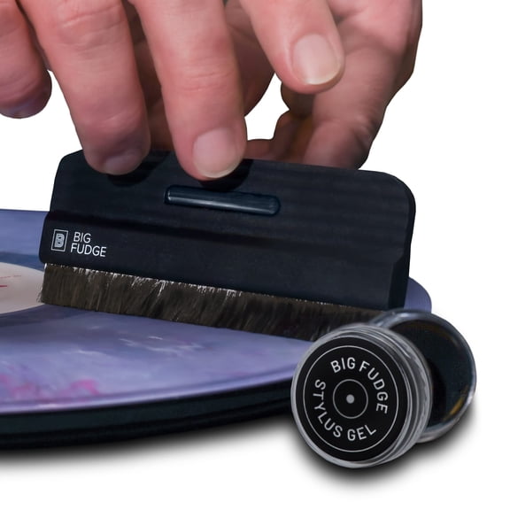Big Fudge Vinyl Record Cleaner Kit – Carbon Fiber Brush & Anti-Static Stylus Gel for Record Player Needles
