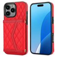 thumbnail image 1 of For iPhone 16 Pro Case Card Holders RFID Blocking PU Leather+TPU Phone Cover with Shoulder Strap - R, 1 of 5