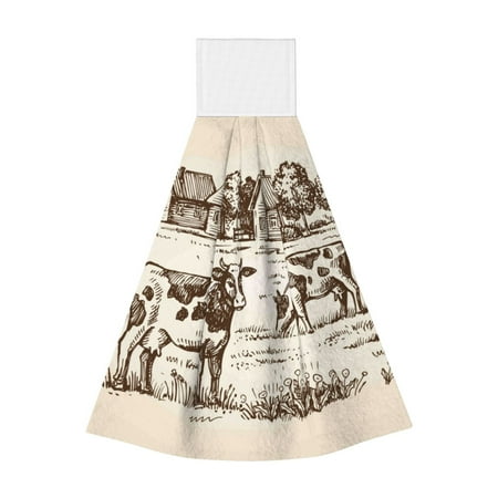 

Horeoi Cows On The Farm Print Coral Fleece Microfiber Hanging Hand Towel Absorbent Hand Towel Quick Dry Thicken Cleaning Cloths Wipes Rags for Kitchen & Bathroom