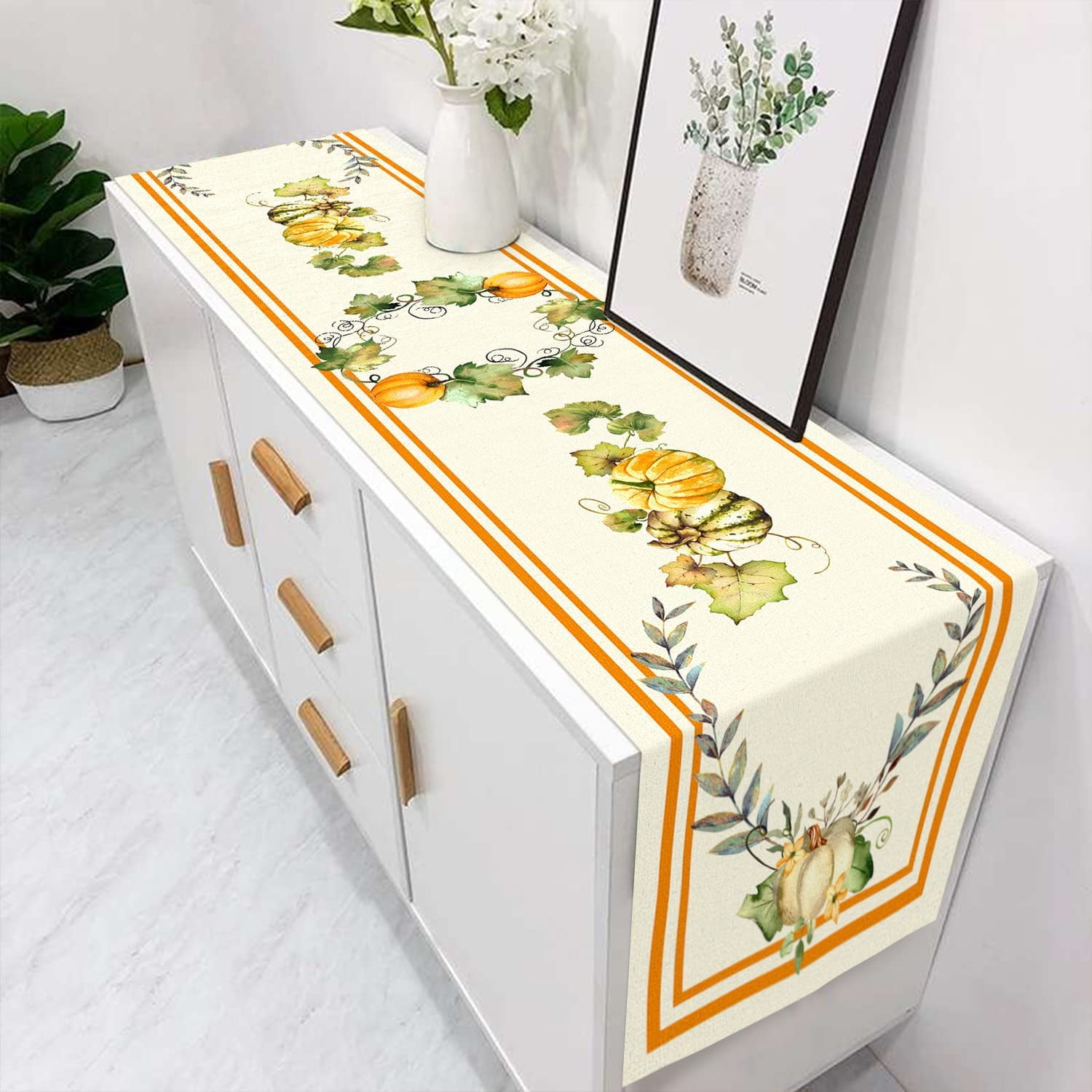 Hsvanyr Flower Dresser Top Protector Elegant Tablecloths Cover for Parties  Banquet 15inch by 68inch Anniversary Housewarming Gift with Tassel