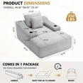 thumbnail image 3 of Trustyue 67" Oversized Chaise Lounge Sofa Bed, Corduroy Boneless Sleeper Sofa with 2 Pillows & 2 Cup Holders, Plush Cloud Couch for Living Room, No Assembly Required (Light Gray), 3 of 11