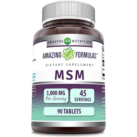 Amazing Formulas MSM (Methylsulfonylmethane) 3000mg Per Serving 90 Tablets Supplement | Non-GMO | Gluten Free