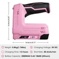 thumbnail image 3 of Pistola inalámbrica 2 en 1 para grapar y clavar WORKPRO 3,6 V Power Pink, 3 of 7
