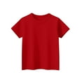 thumbnail image 5 of Mlqidk Girls Red Basic Shirt Short Sleeve Plain Cute Summer Tops Crewneck Teen Girls T Shirts Size 10-12 Kids Clothes 160, 5 of 6