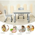 thumbnail image 4 of Kids Table and Chairs, Height-Adjustable Toddler Table and Chair Set with 31.5''Lx23.6''W Graffiti Desktop, Table Chair for Ages 3-8, Childrens Table and Chair Set for Daycare with 2 Chairs, Grey, 4 of 7