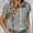 Black, variant on Dasayo Black Womens Tops Cropped Business Casual Cap Sleeve Collared Striped Button-up Shirts Camisoles for Women M