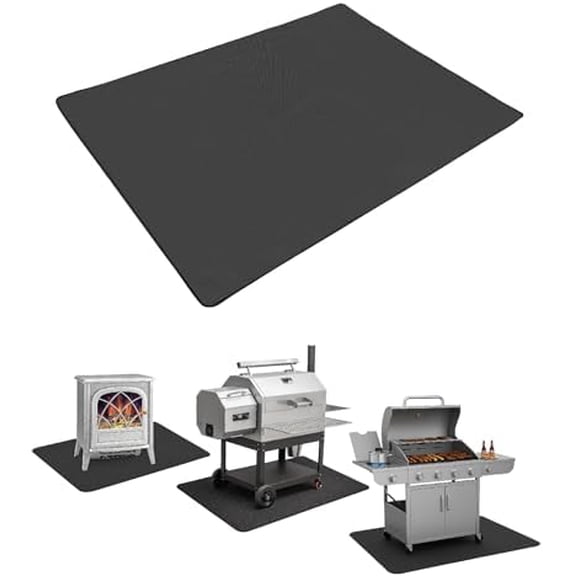- Under Grill Mats for Outdoor Grill, 60" x 36", Black Double-Sided, Fireproof, Reusable, Portable, 3 Layers, Waterproof & Easy to Clean, Grill Matt for Outdoor Grill Deck Protector