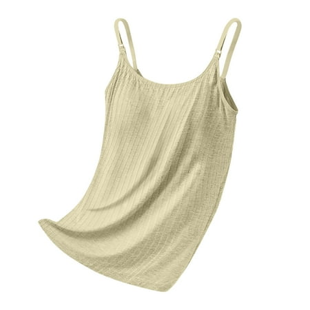 MORESEC Tops for Breastfeeding Built in Padded Bra Breathable Tank Top Spaghetti Strap Tops Plus Size Cami Undershirt Nursing Sports Bras Maternity Nursing & Maternity Nursing Clothes