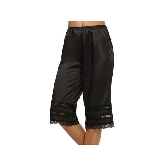 Women's Lace Trim Culotte Slip Snip-it Pettipants Bottom Split Skirt Bloomers Lingerie Satin Pant