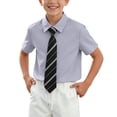 thumbnail image 2 of Odeerbi Camisa de Vestido Para Niños Con Corbata A Rayas Camisas de Uniforme Escolar de Manga Corta, 2 of 8
